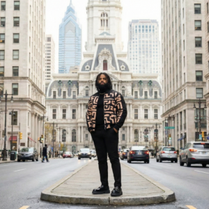 Black Tan Geometric - Ise Men's African Print Reversible Bomber Jacket