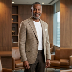 Brown Houndstooth Single Breasted Blazer