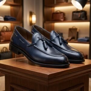 Navy Signature Tassel Loafers