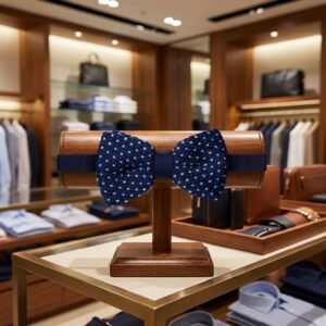 Crown Navy Knit Bow Tie