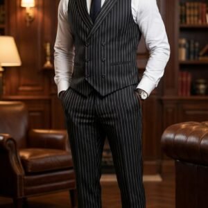 Black Authority Double-Breasted Vest